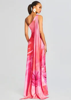 Retrofete Abira One Shoulder Long Dress Pink Best Sale