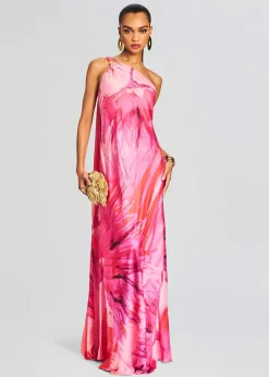 Retrofete Abira One Shoulder Long Dress Pink Best Sale