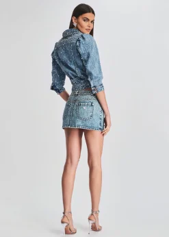 Retrofete Ada Crystal Embellished Denim Jacket Arctic Crystal Best Sale