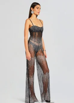 Retrofete Adelynne Sequin Jumpsuit Black/Silver Best Sale