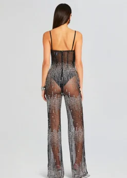 Retrofete Adelynne Sequin Jumpsuit Black/Silver Best Sale