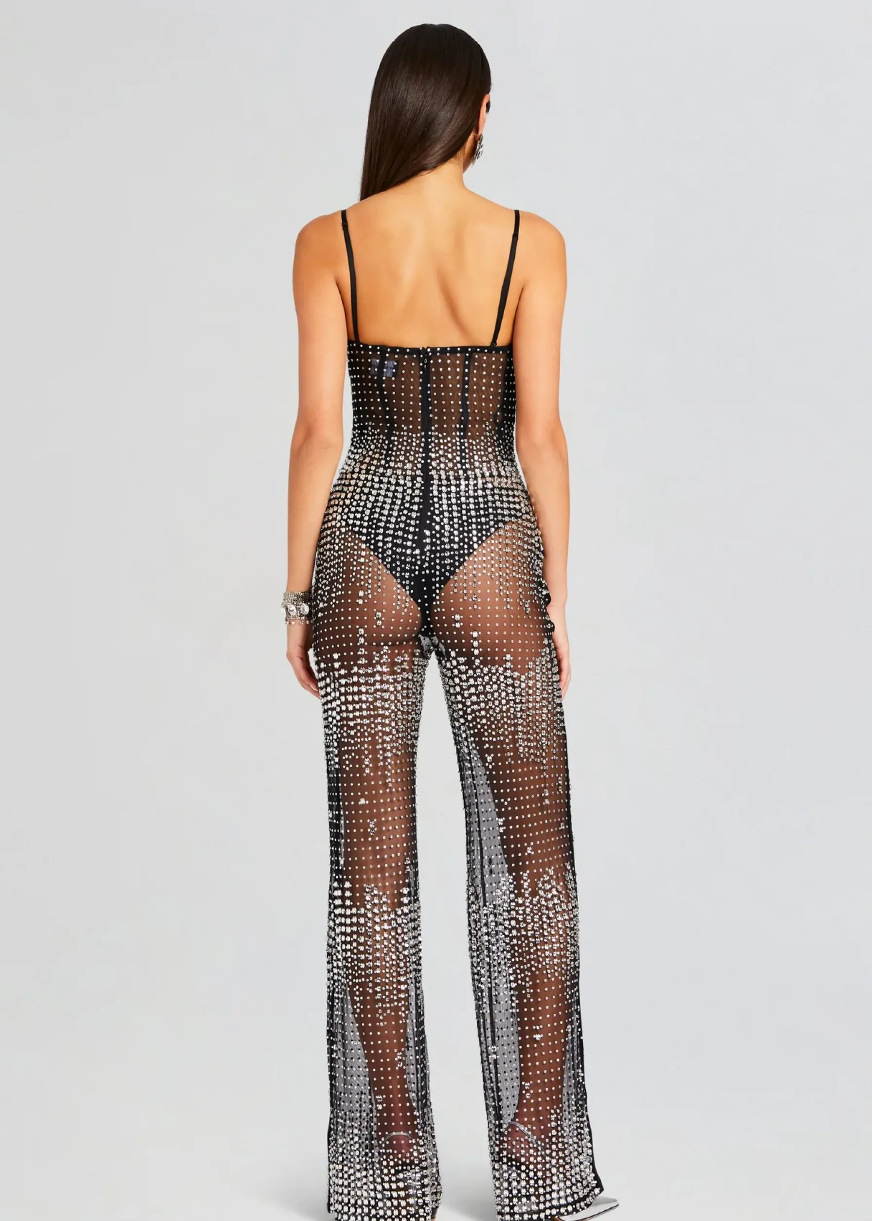 Retrofete Adelynne Sequin Jumpsuit Black/Silver Best Sale
