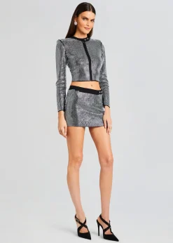 Retrofete Aero Embellished Knit Jacket Black/Silver Shop