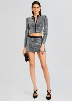 Retrofete Aero Embellished Knit Jacket Black/Silver Shop