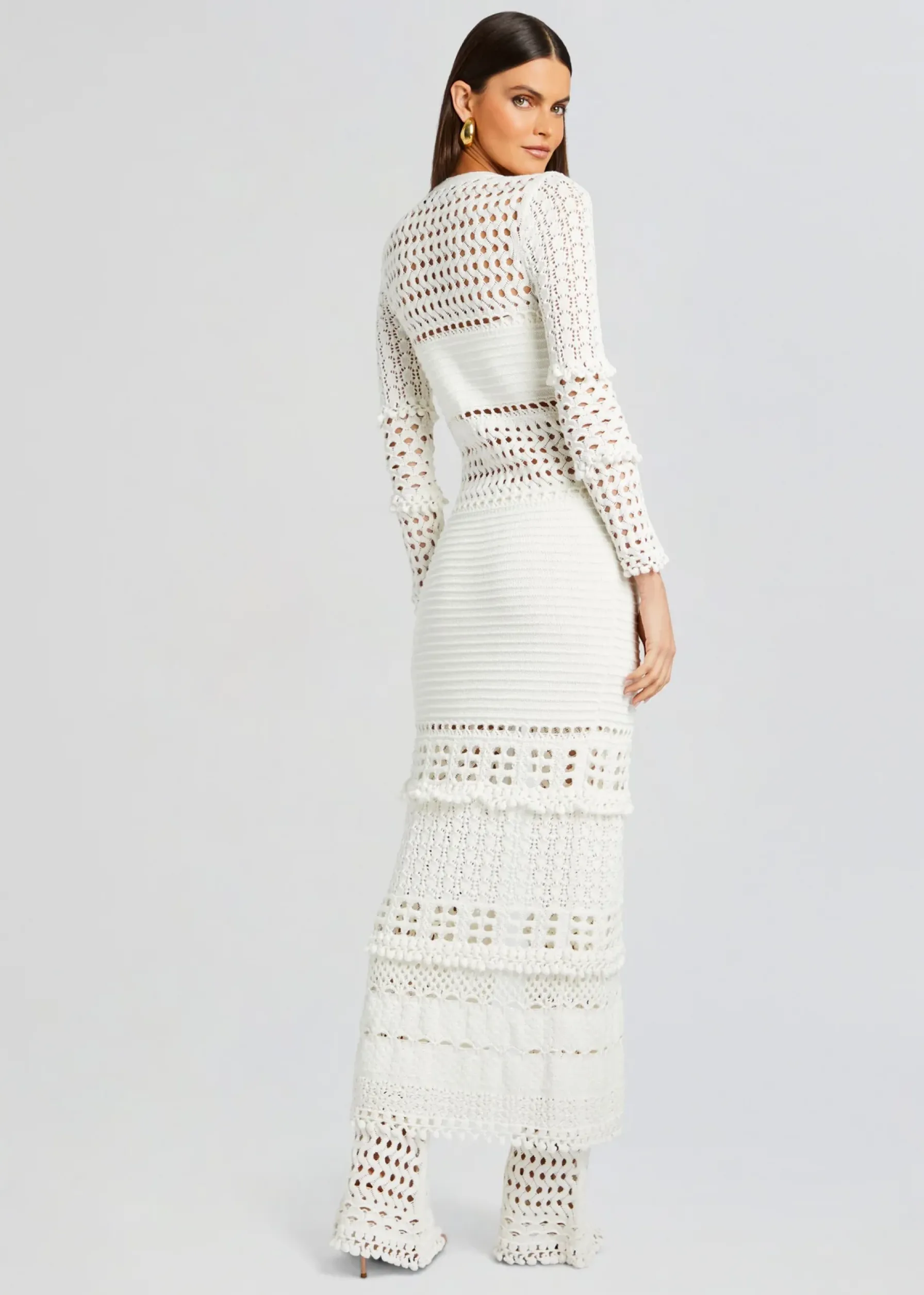 Retrofete Alaia Knit Crochet Cardigan Iridescent White Clearance