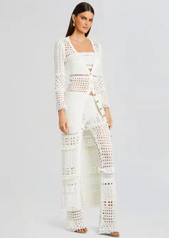 Retrofete Alaia Knit Crochet Cardigan Iridescent White Flash Sale