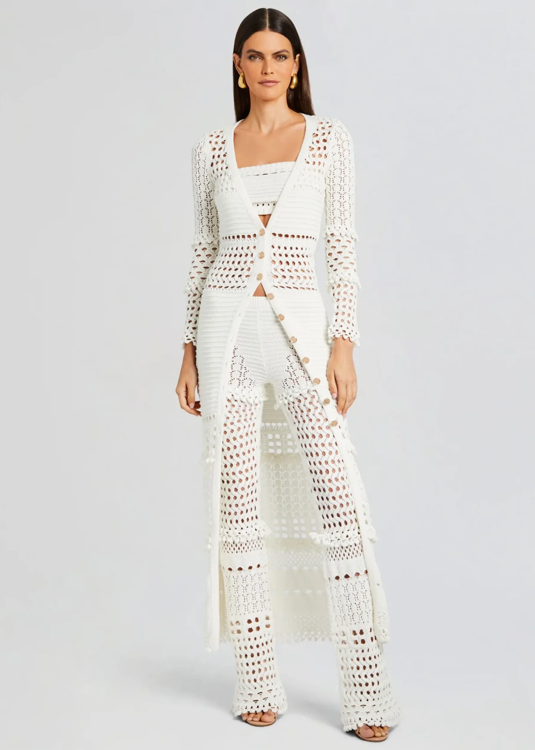 Retrofete Alaia Knit Crochet Cardigan Iridescent White Sale