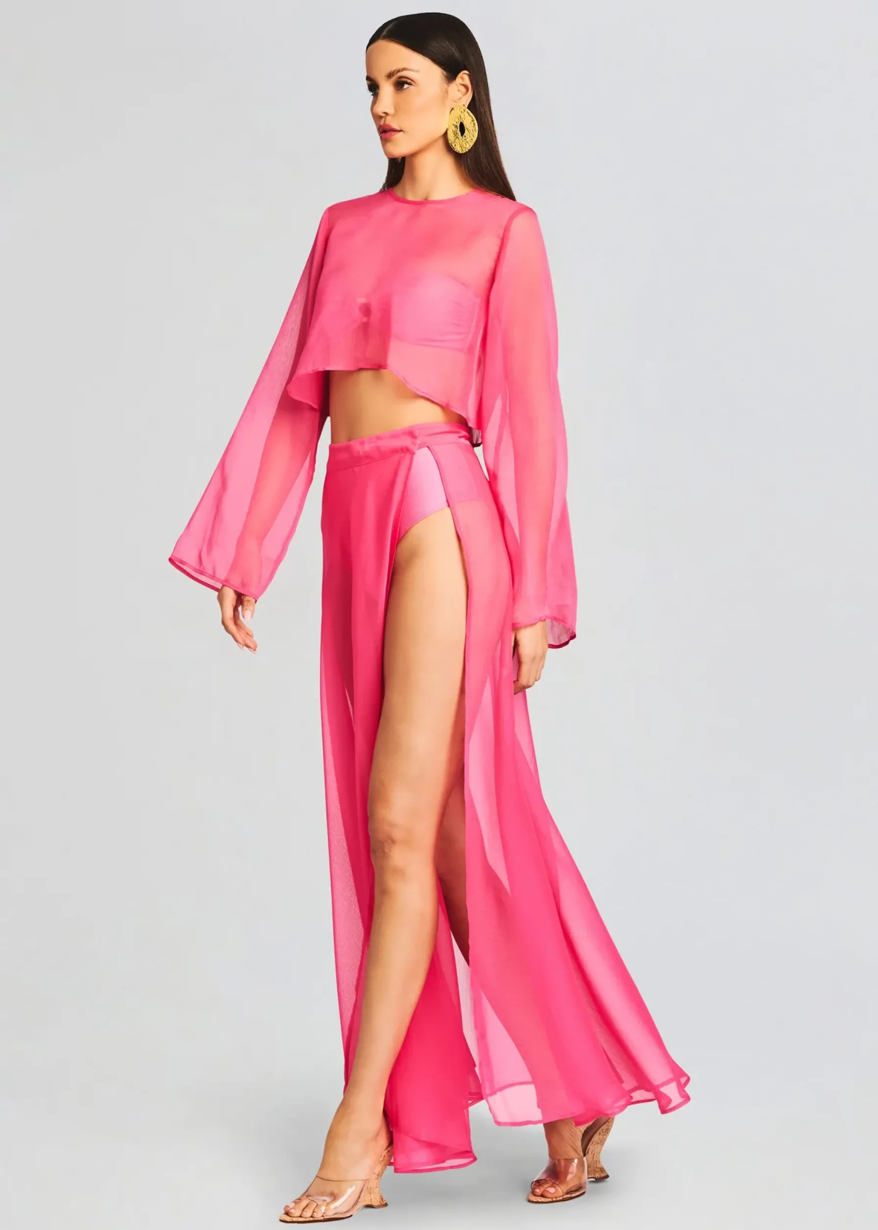 Retrofete Alaia Long Slit Skirt Rose Blossom Sale