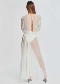 Retrofete Alaia Long Slit Skirt Cream Outlet