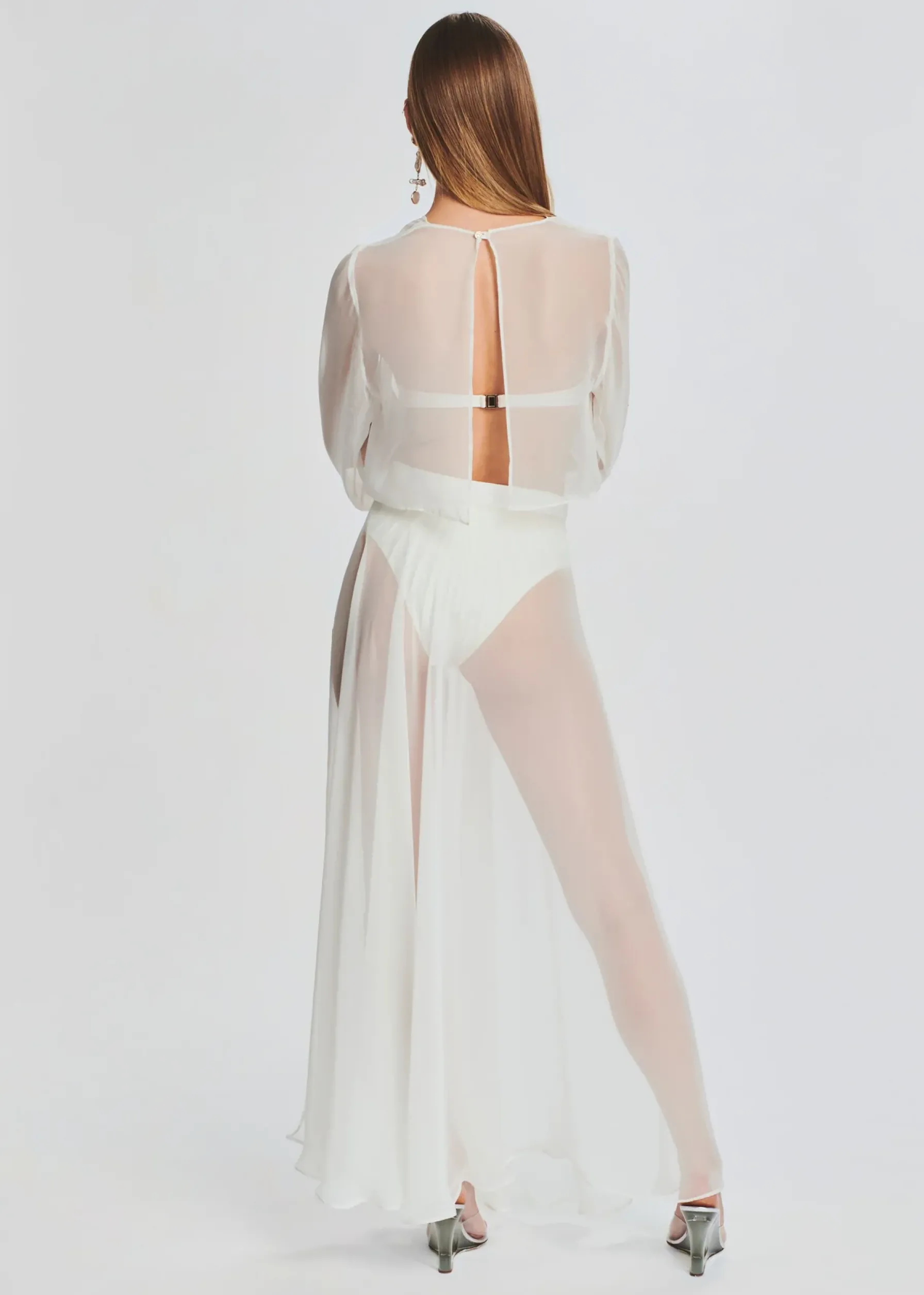 Retrofete Alaia Long Slit Skirt Cream Best Sale
