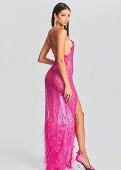 Retrofete Alessandra Embellished Dress Knockout Pink New