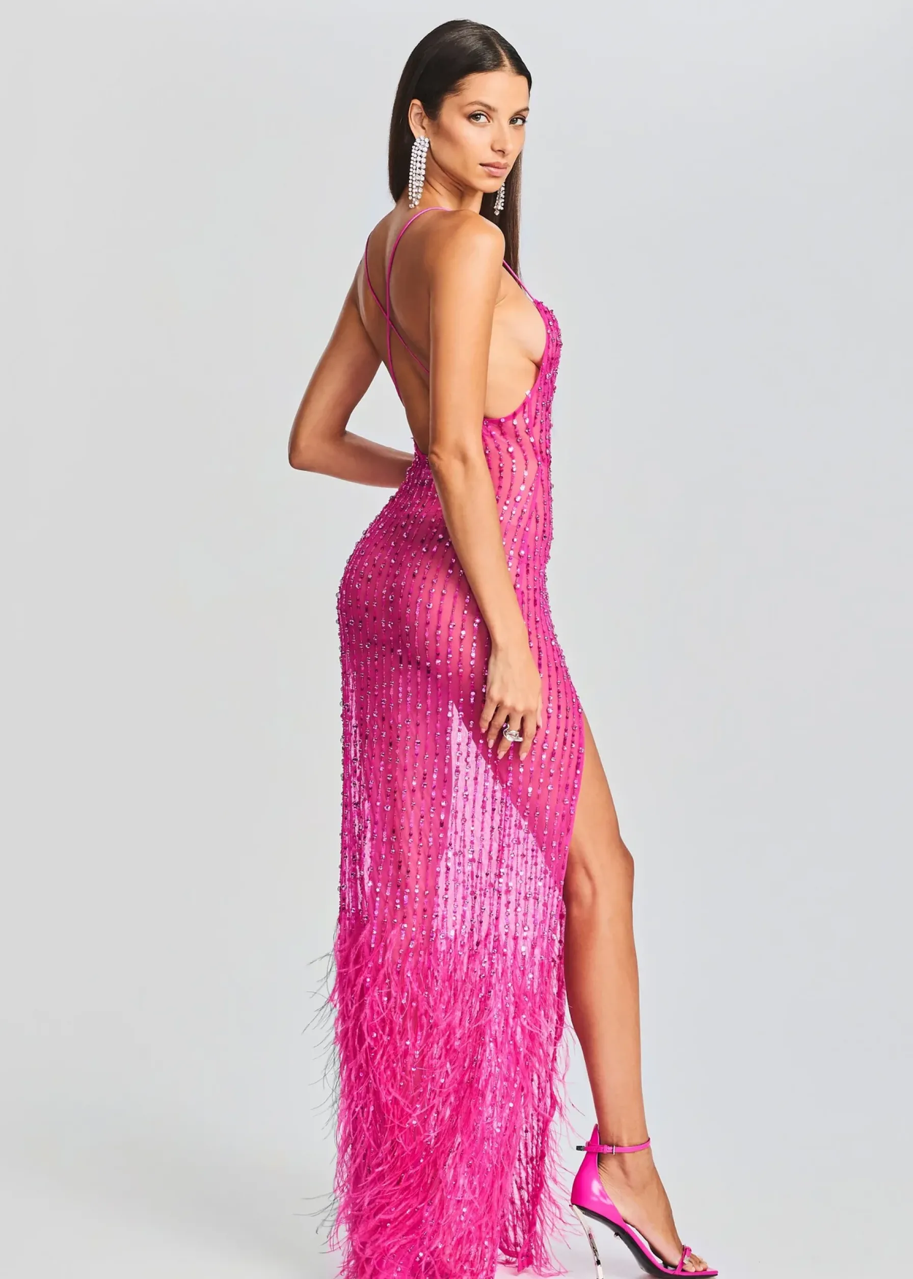Retrofete Alessandra Embellished Dress Knockout Pink Hot
