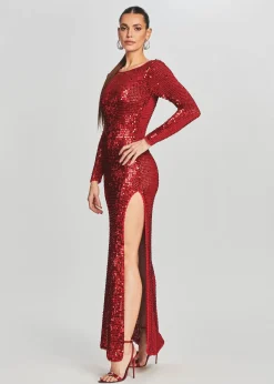 Retrofete Alexa Sequin Crochet Dress LT Red Best