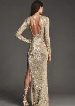 Retrofete Alexa Sequin Crochet Dress Ivory Gold Silver Cheap