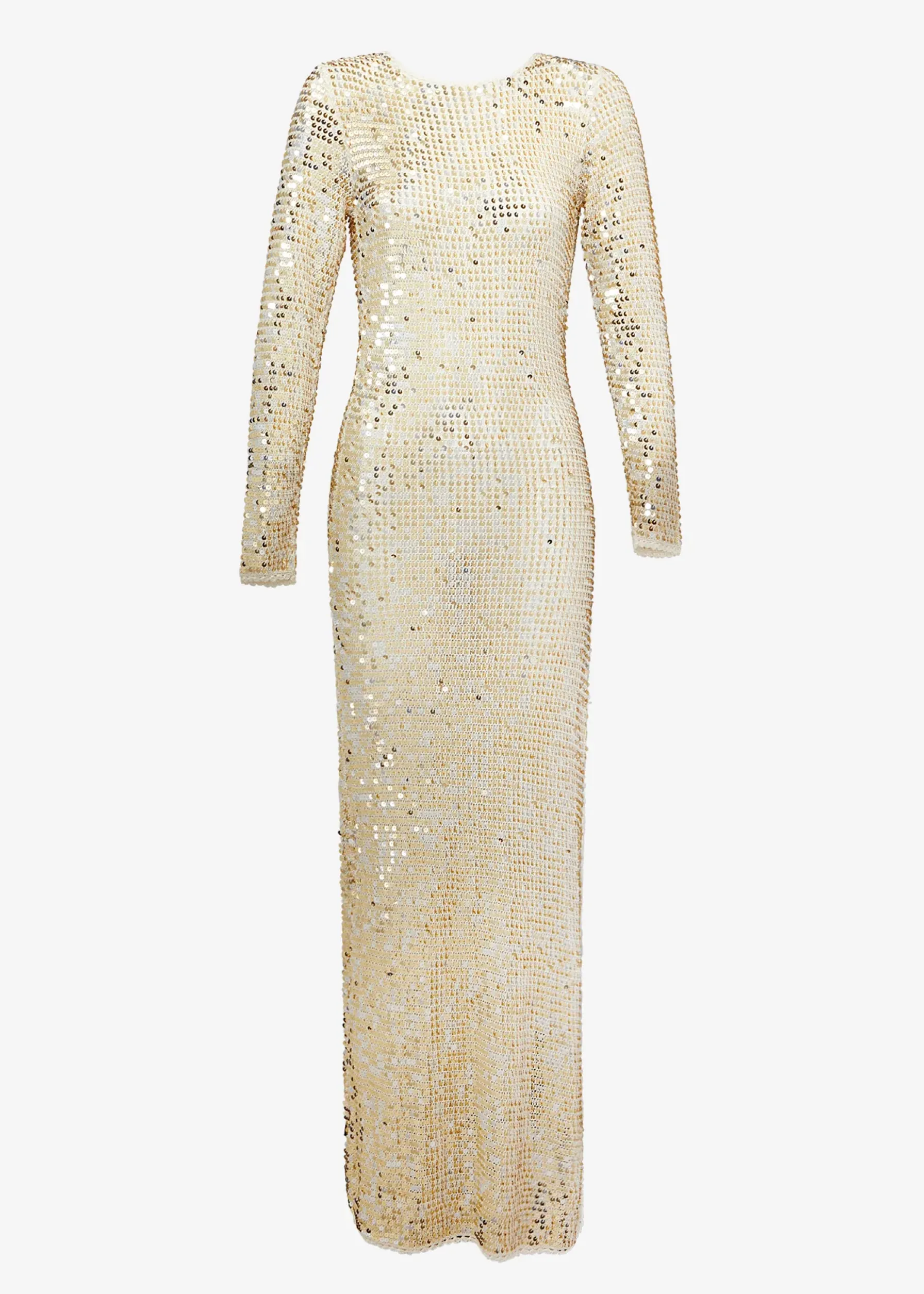 Retrofete Alexa Sequin Crochet Dress Ivory Gold Silver Cheap