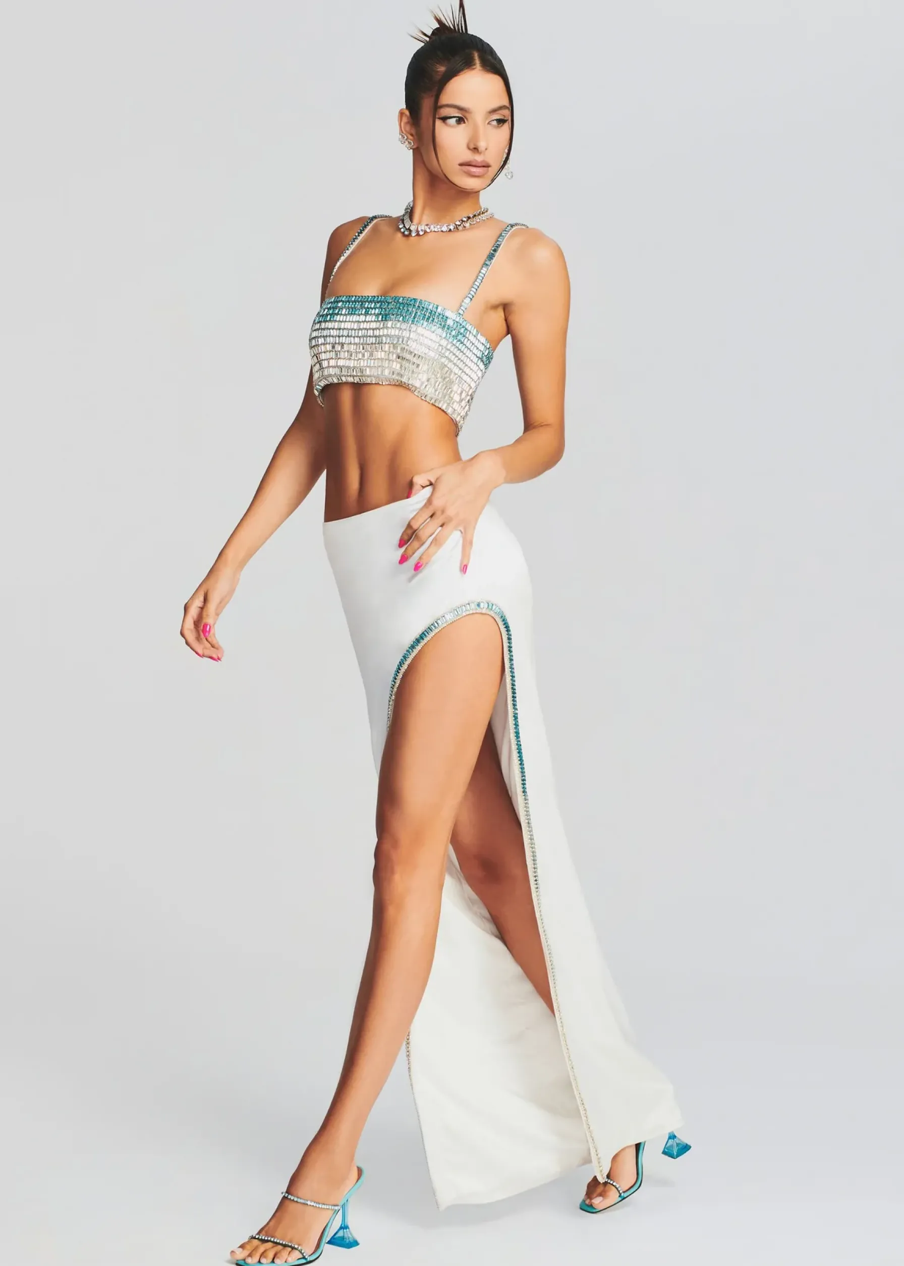 Retrofete Aline Skirt White/Blue Online
