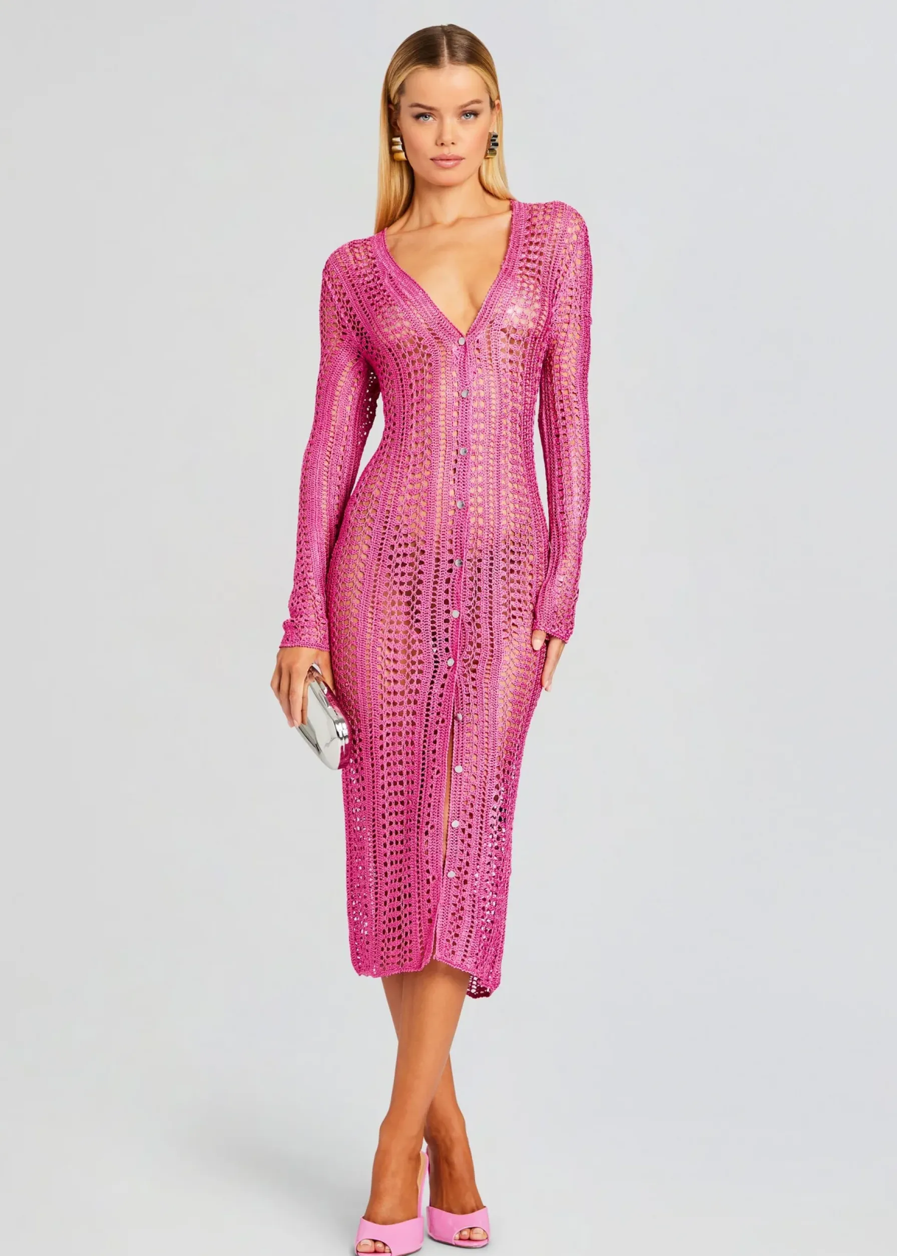Retrofete Allison Crochet Cardigan Malibu Pink Cheap