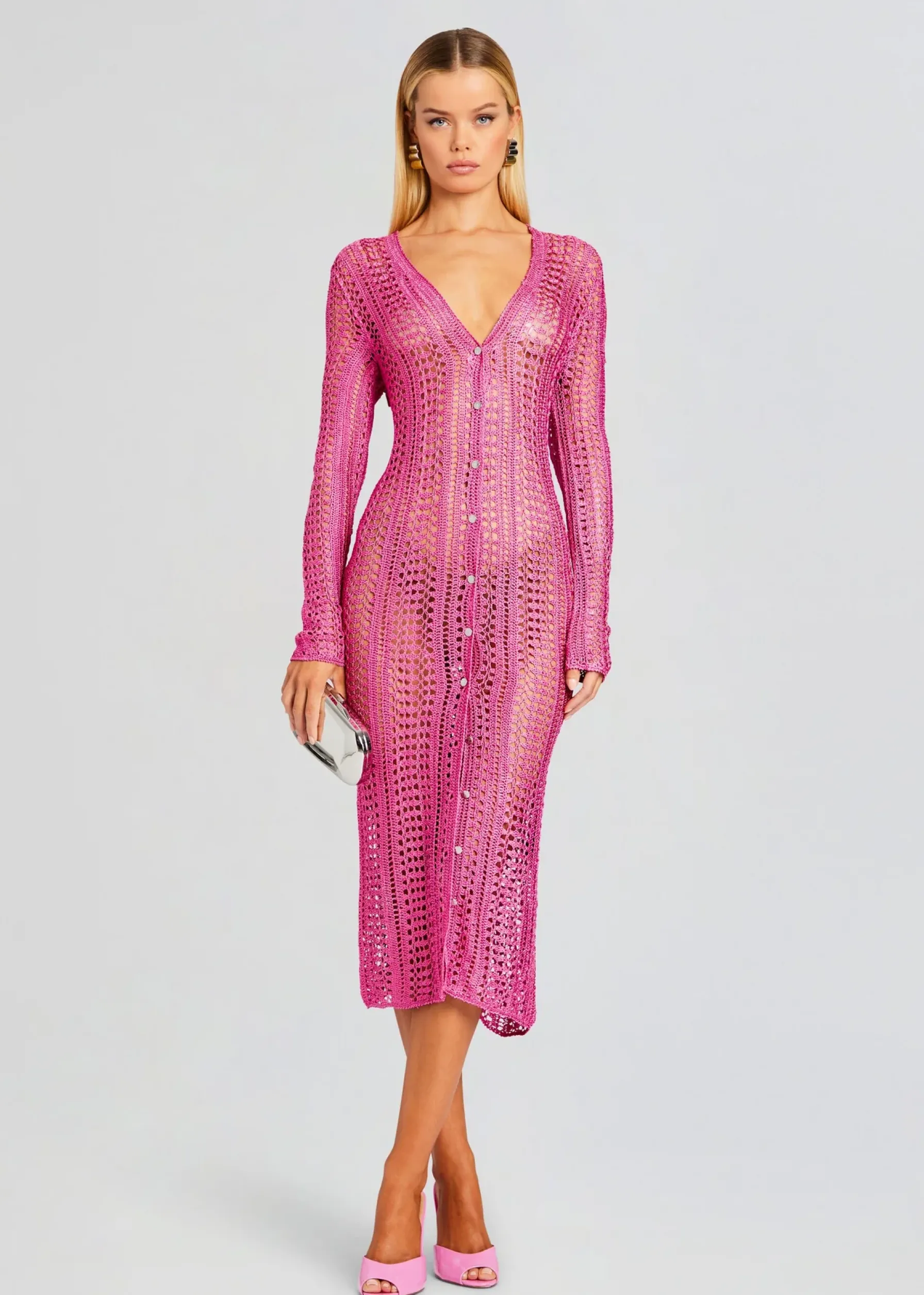 Retrofete Allison Crochet Cardigan Malibu Pink Cheap