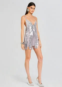 Retrofete Alva Embellished Fringe Dress Mink Grey Online