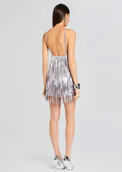 Retrofete Alva Embellished Fringe Dress Mink Grey Online
