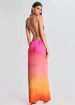 Retrofete Alyssa Ombre Silk Dress Sunset Ombre Cheap