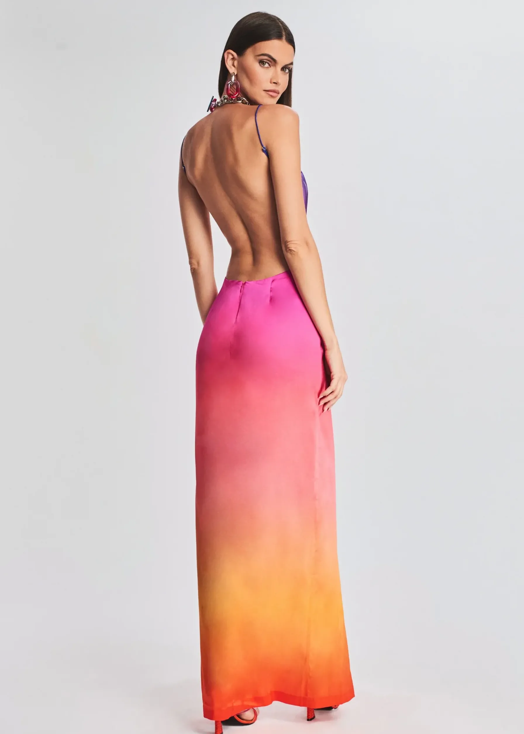 Retrofete Alyssa Ombre Silk Dress Sunset Ombre Cheap