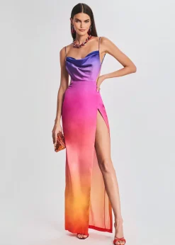 Retrofete Alyssa Ombre Silk Dress Sunset Ombre Fashion