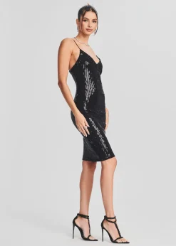 Retrofete Amber Sequin Knit Dress Black Clearance