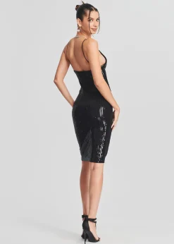 Retrofete Amber Sequin Knit Dress Black Clearance