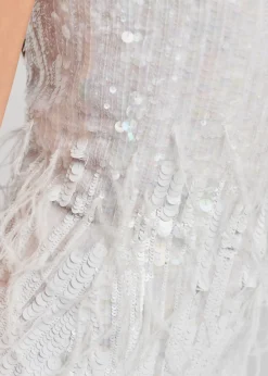 Retrofete Anastasia Sequin Feather Dress White Discount