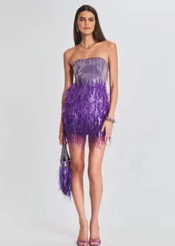 Retrofete Anastasia Sequin Feather Dress Ultra Violet Best