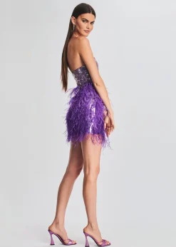 Retrofete Anastasia Sequin Feather Dress Ultra Violet Cheap