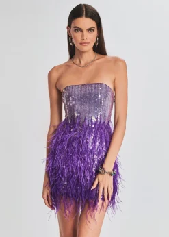 Retrofete Anastasia Sequin Feather Dress Ultra Violet Cheap