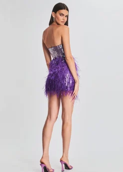Retrofete Anastasia Sequin Feather Dress Ultra Violet Outlet