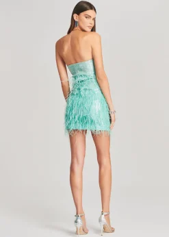 Retrofete Anastasia Sequin Feather Dress Turquoise Powder Store