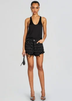 Retrofete Angel Embellished Denim Short Washed Black/Silver Best