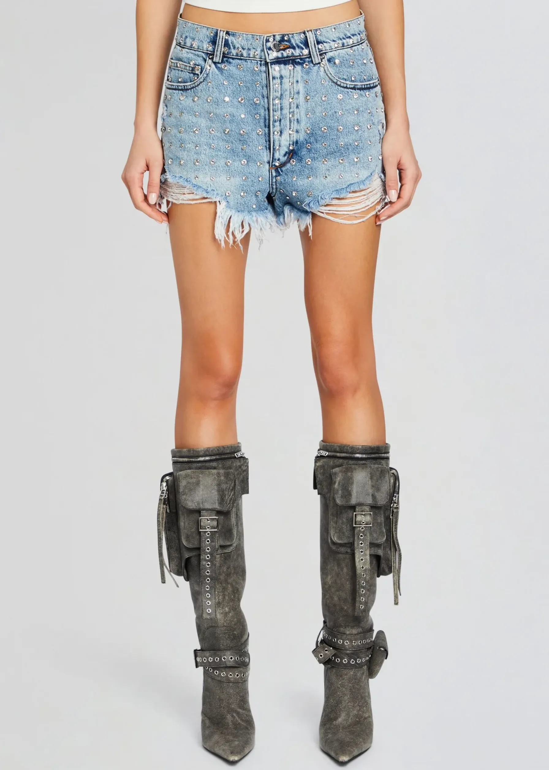 Retrofete Angel Embellished Denim Short Tangier/Silver Cheap