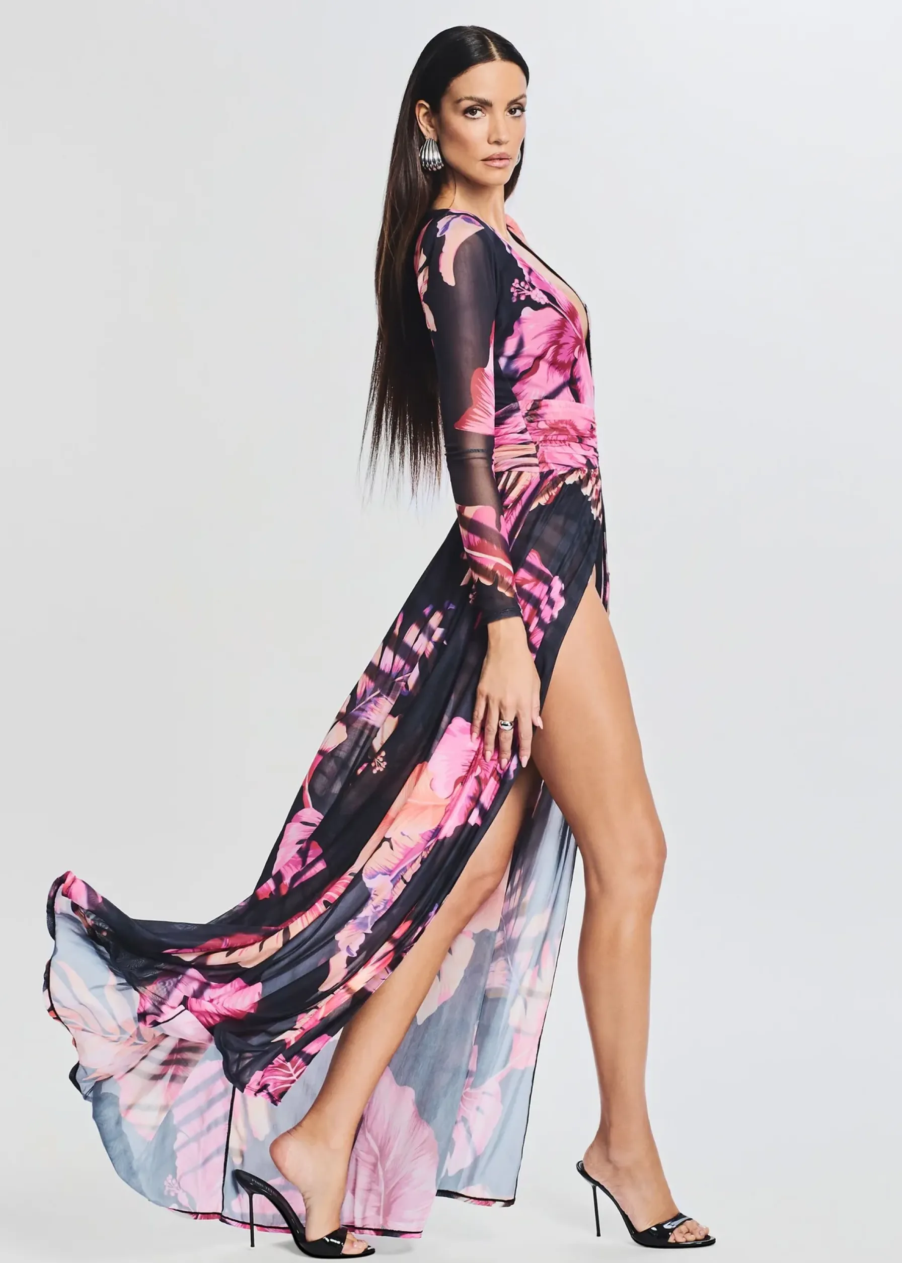 Retrofete Angela Dress Tropical Leaf Hot