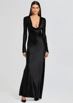 Retrofete Anna Cowl Evening Dress Black Cheap