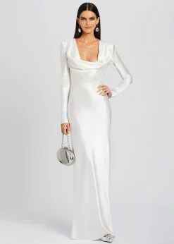 Retrofete Anna Cowl Evening Dress White Cheap