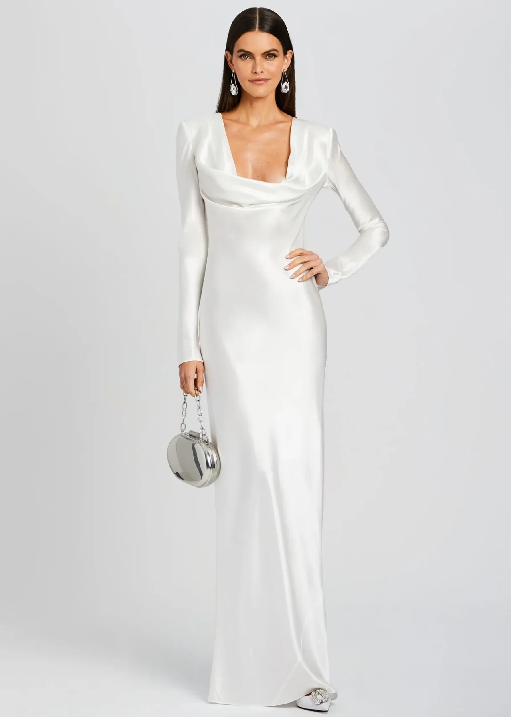 Retrofete Anna Cowl Evening Dress White Cheap