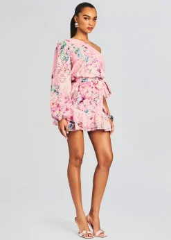 Retrofete April Mini Dress Pink Floral New