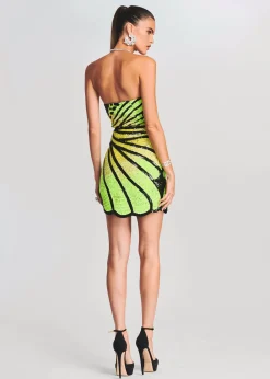 Retrofete Arabelle Sequin Dress Black/Neon Yellow Sale