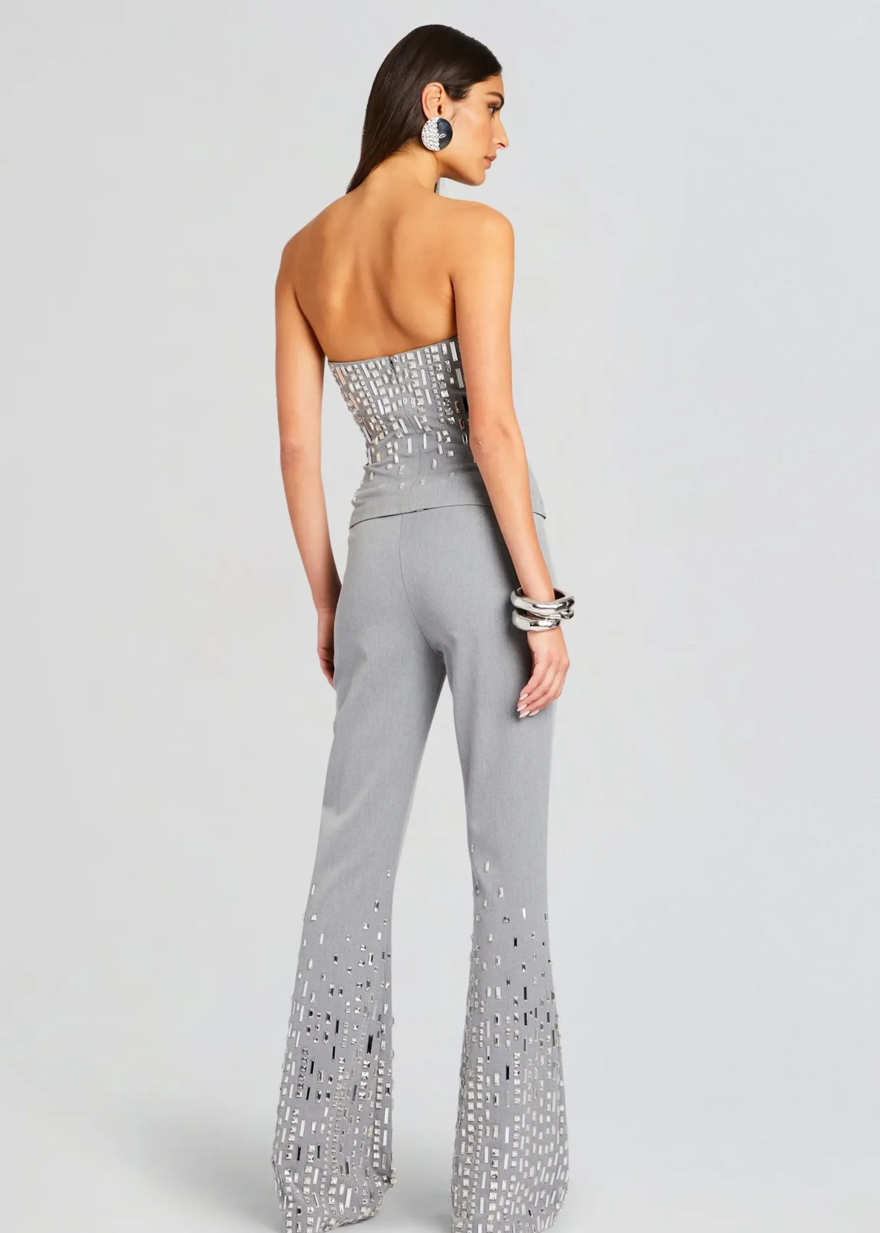 Retrofete Aram Embellished Pant Gray/Silver New