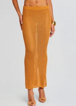 Retrofete Aria Knitted Skirt Tobacco Flash Sale