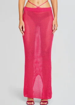 Retrofete Aria Knitted Skirt Hot Pink Clearance
