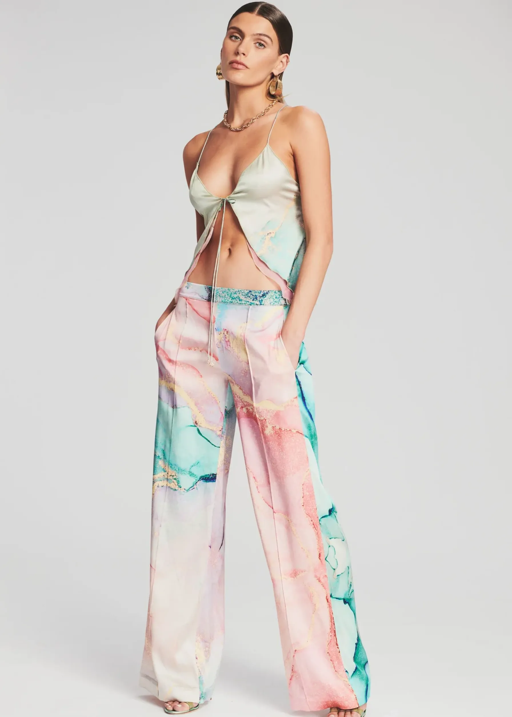 Retrofete Arlene Silk Top Watercolor Marble Cheap