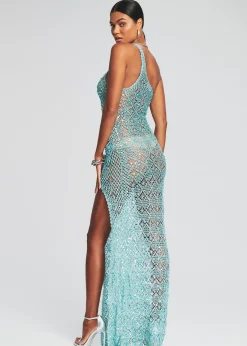 Retrofete Askala Sequin Crochet Dress Turquoise Powder Cheap