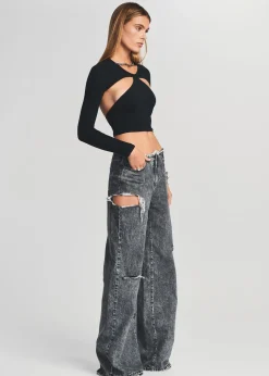 Retrofete Aston Wide Leg Jean Smoke Black Best