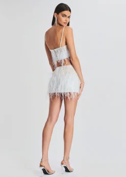 Retrofete Athana Sequin Feather Skirt White Cheap